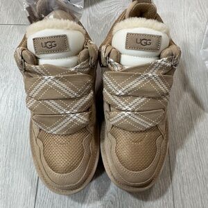 UGG Beige Sneakers with White Plaid